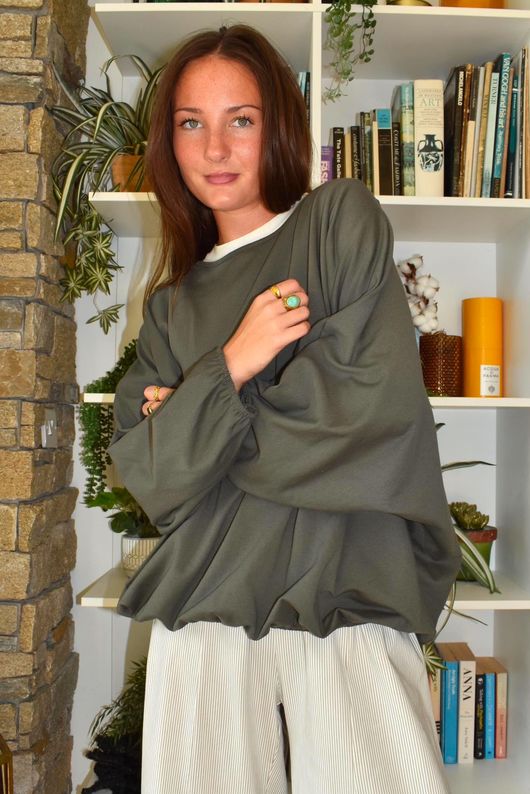 Sloane Bubble Top Khaki